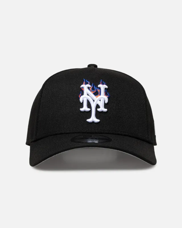 New Era New York Mets 'Flame Logo' 9FORTY A-Frame Snapback Black made by New Era