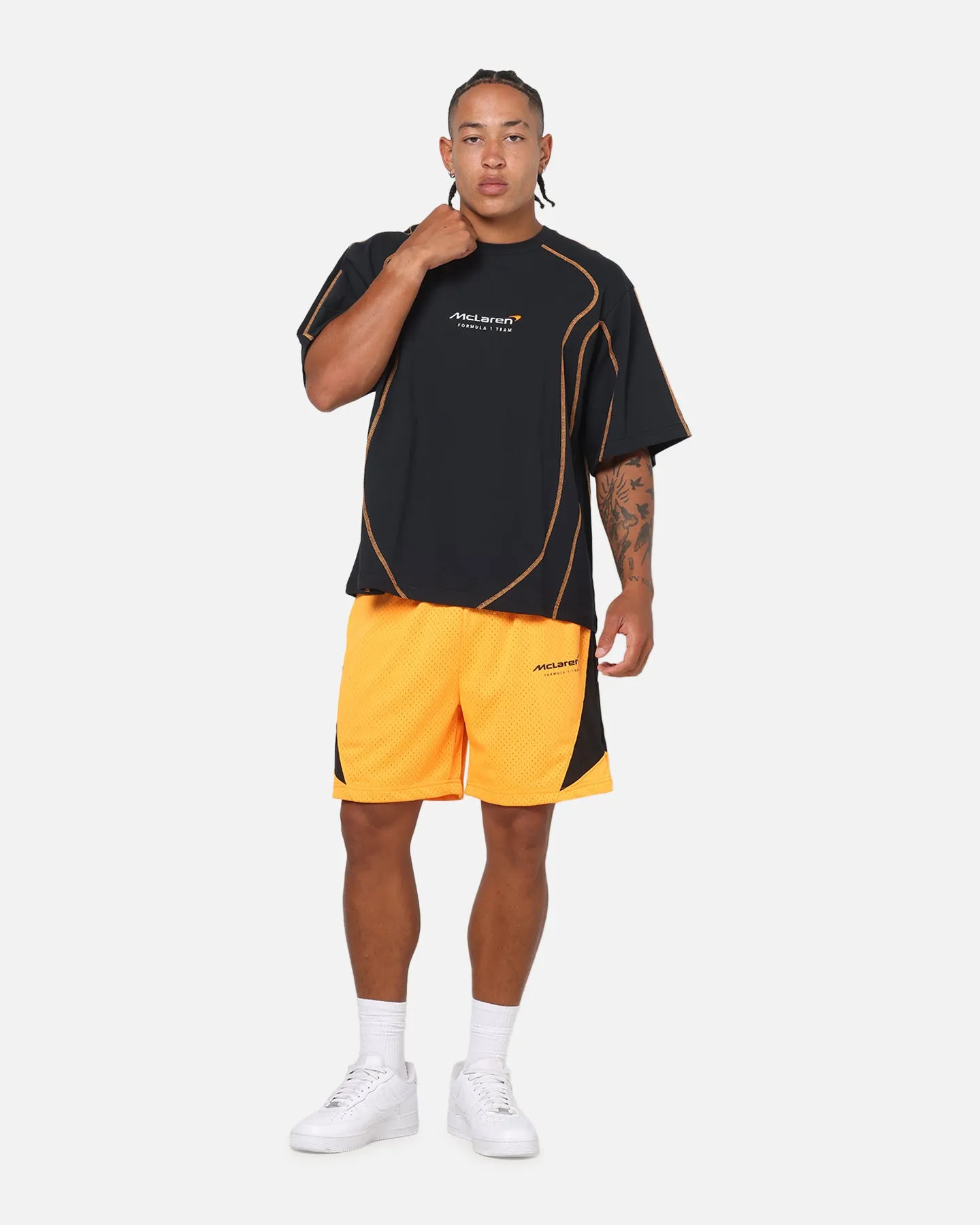 Mitchell & Ness X Mclaren Panel T-Shirt Black/Papaya sold by Culture Kings product image thumbnail 2