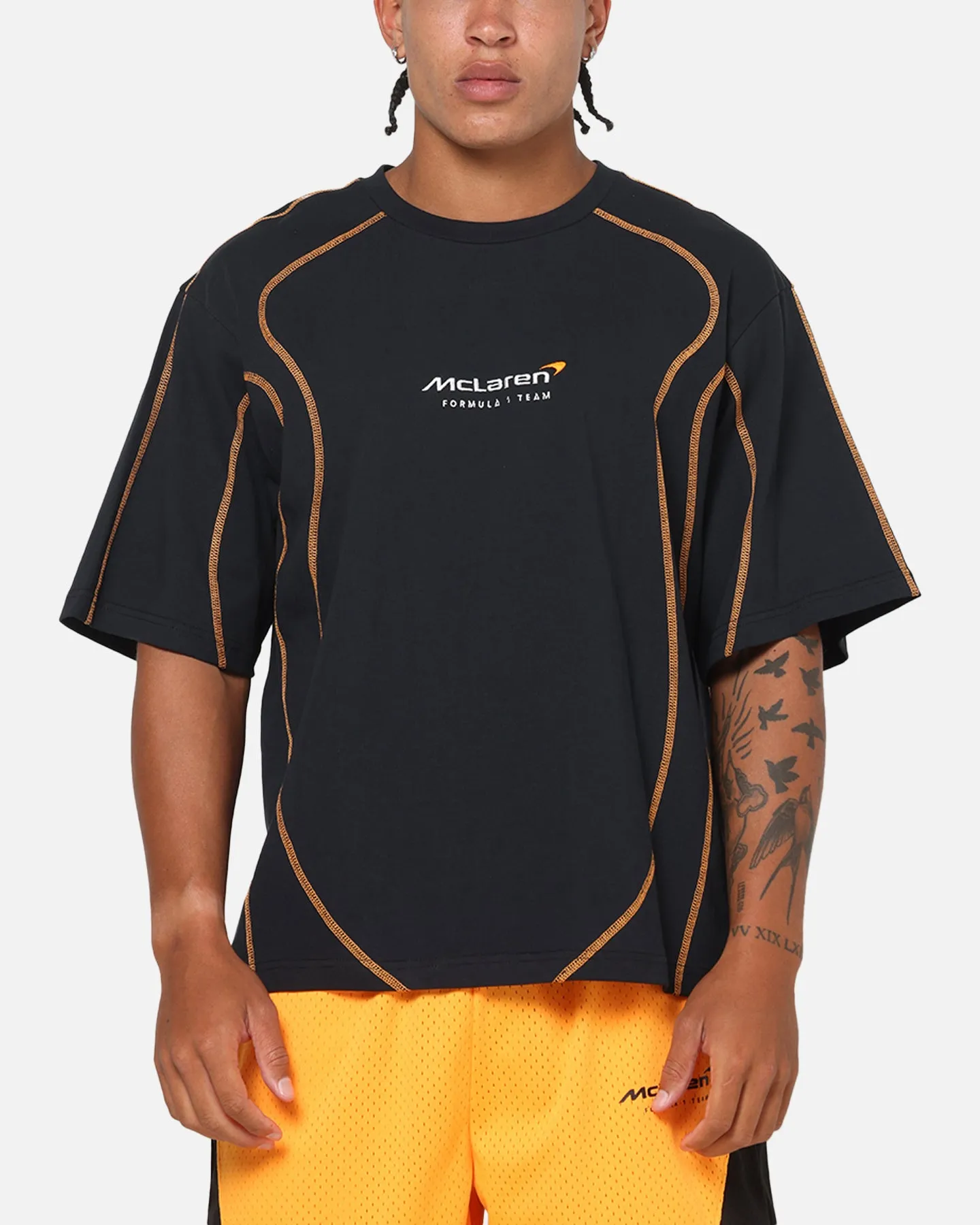 Mitchell & Ness X Mclaren Panel T-Shirt Black/Papaya sold by Culture Kings