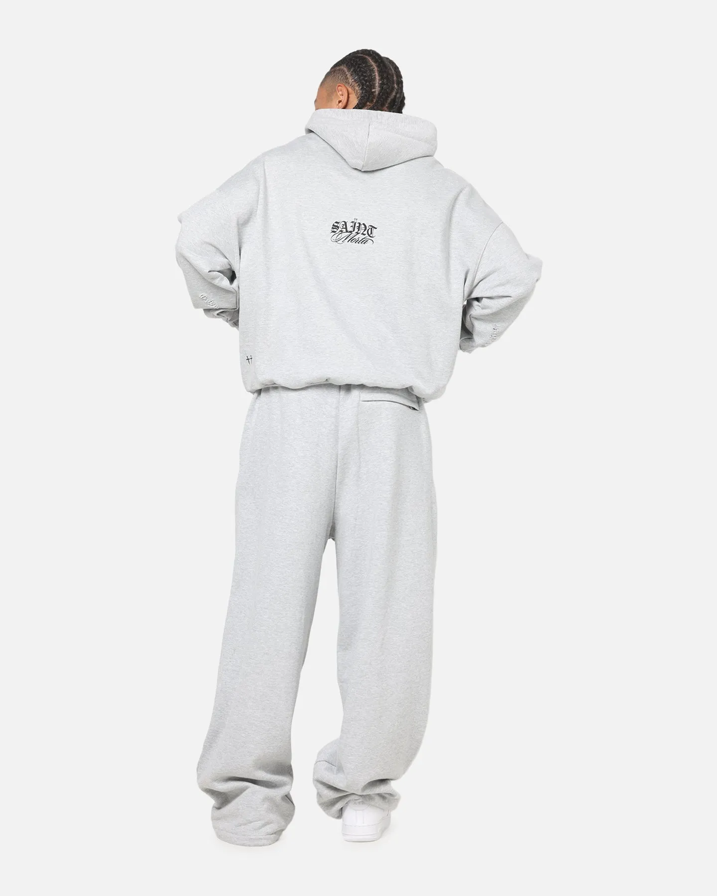 Saint Morta Distressed Hoodie Grey Marle sold by Culture Kings product image thumbnail 4