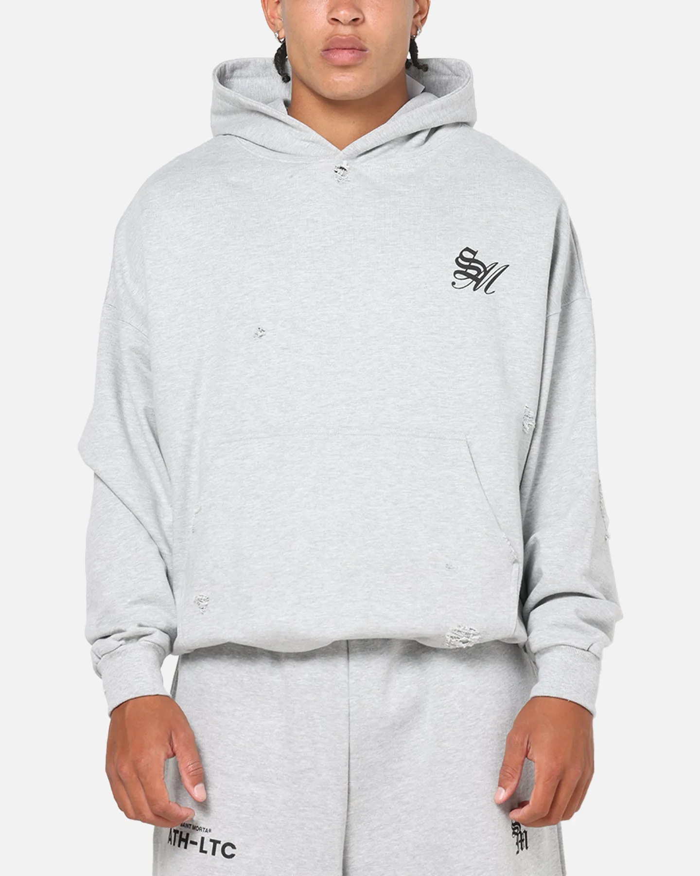 Saint Morta Distressed Hoodie Grey Marle sold by Culture Kings