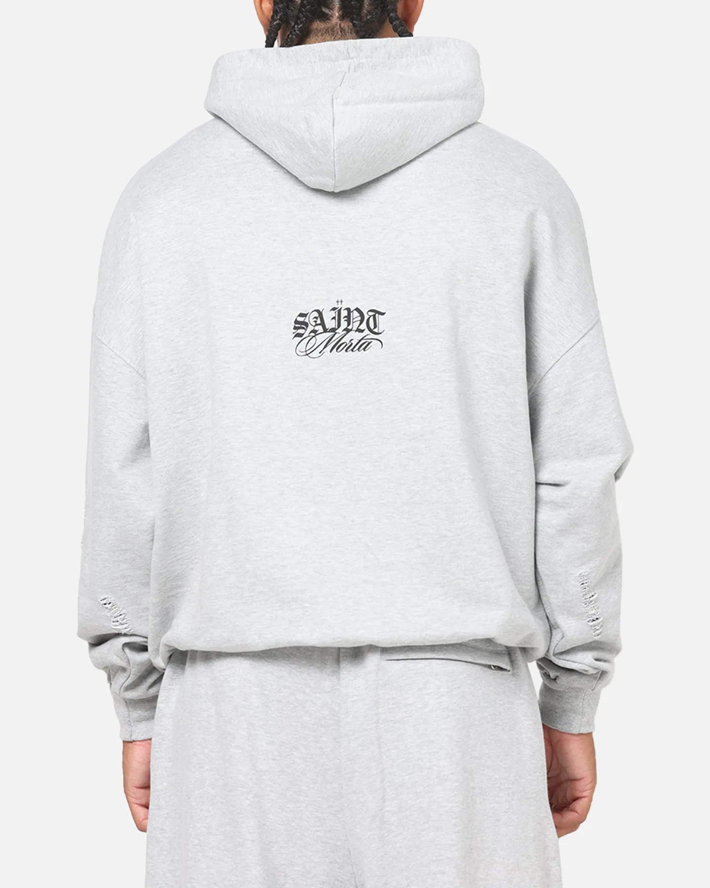 Saint Morta Distressed Hoodie Grey Marle sold by Culture Kings product image thumbnail 2