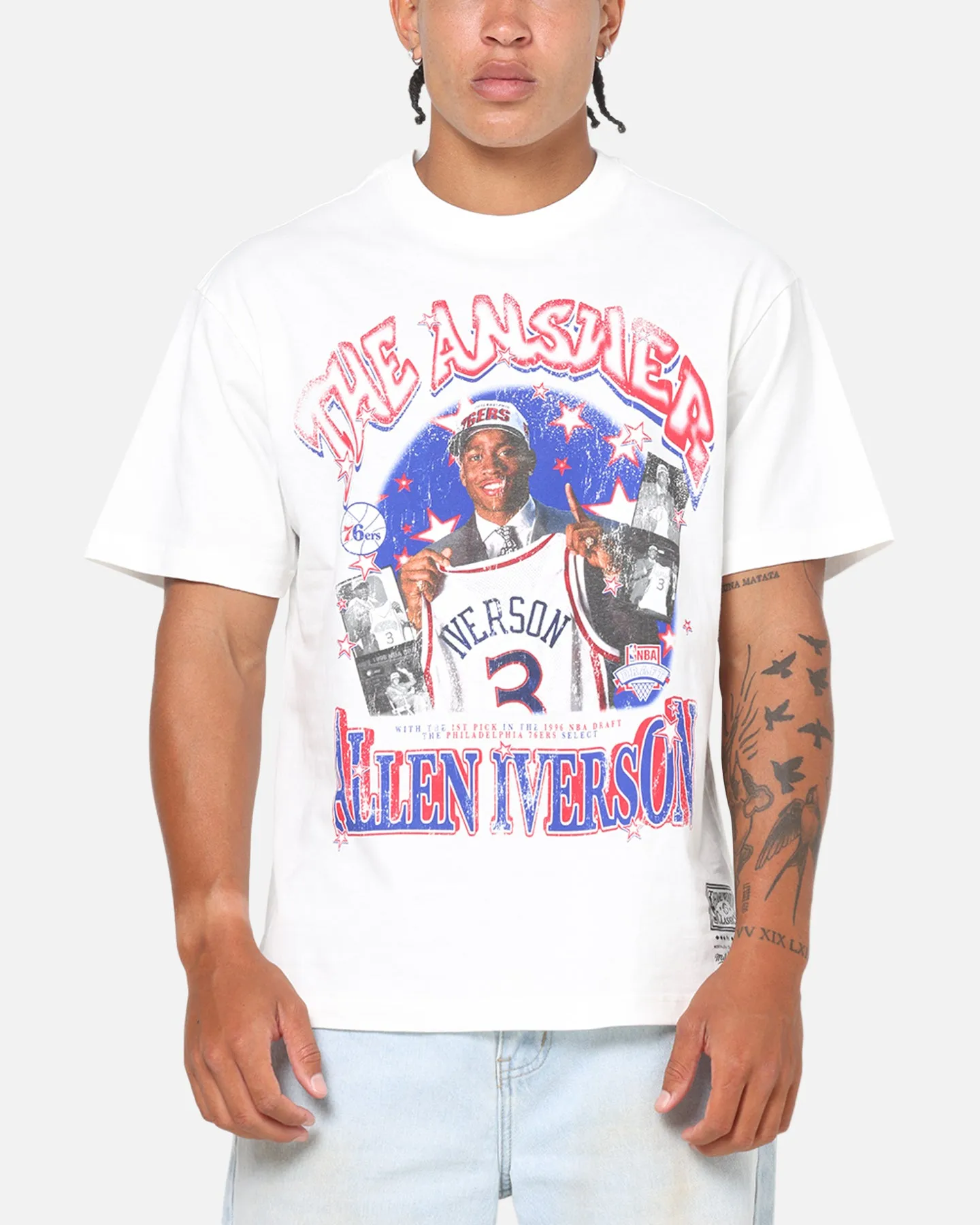 Mitchell & Ness Allen Iverson Star Burster T-Shirt Vintage White sold by Culture Kings