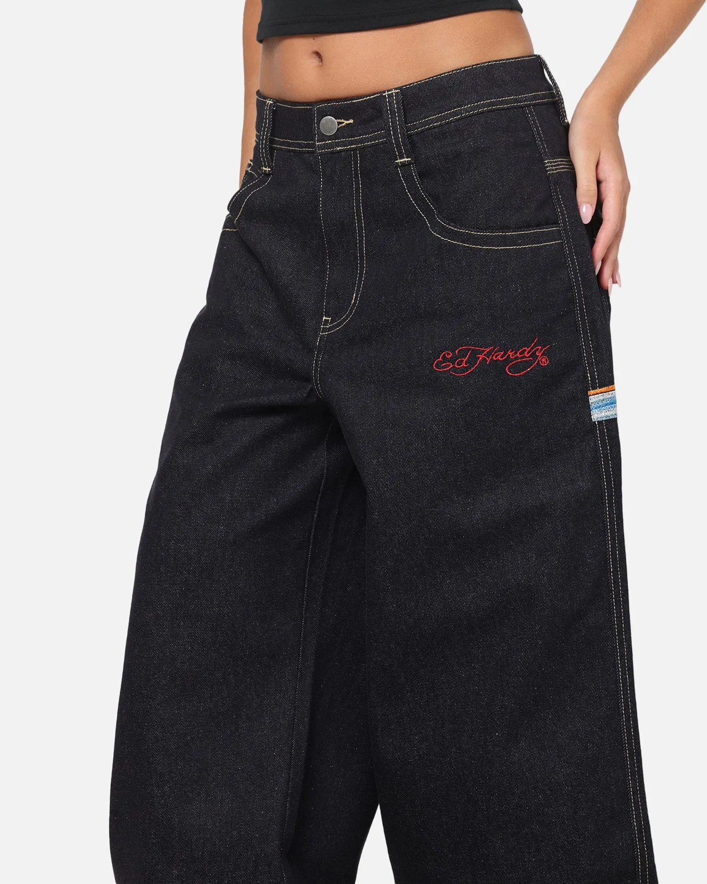 Ed Hardy Dragon Ultra Wide Leg Jeans Indigo Denim sold by Culture Kings product image thumbnail 4