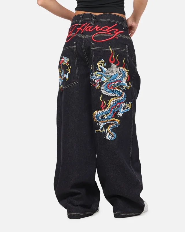 Ed Hardy Dragon Ultra Wide Leg Jeans Indigo Denim sold by Culture Kings
