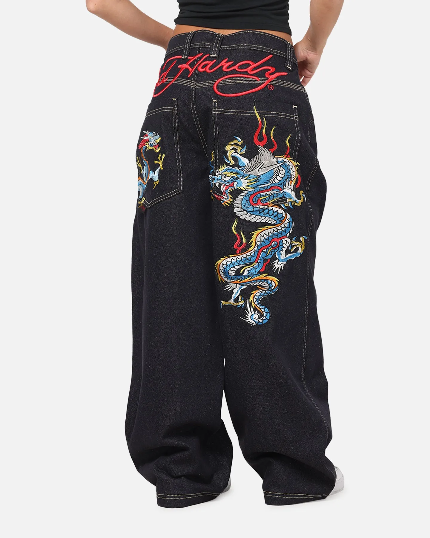 Ed Hardy Dragon Ultra Wide Leg Jeans Indigo Denim sold by Culture Kings