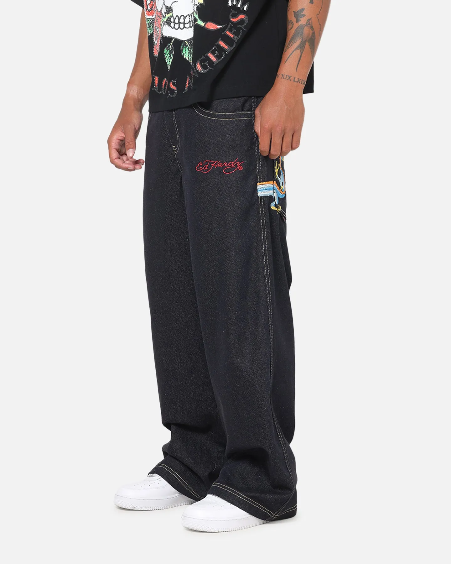 Ed Hardy Dragon Ultra Wide Leg Jeans Indigo Denim sold by Culture Kings product image thumbnail 5