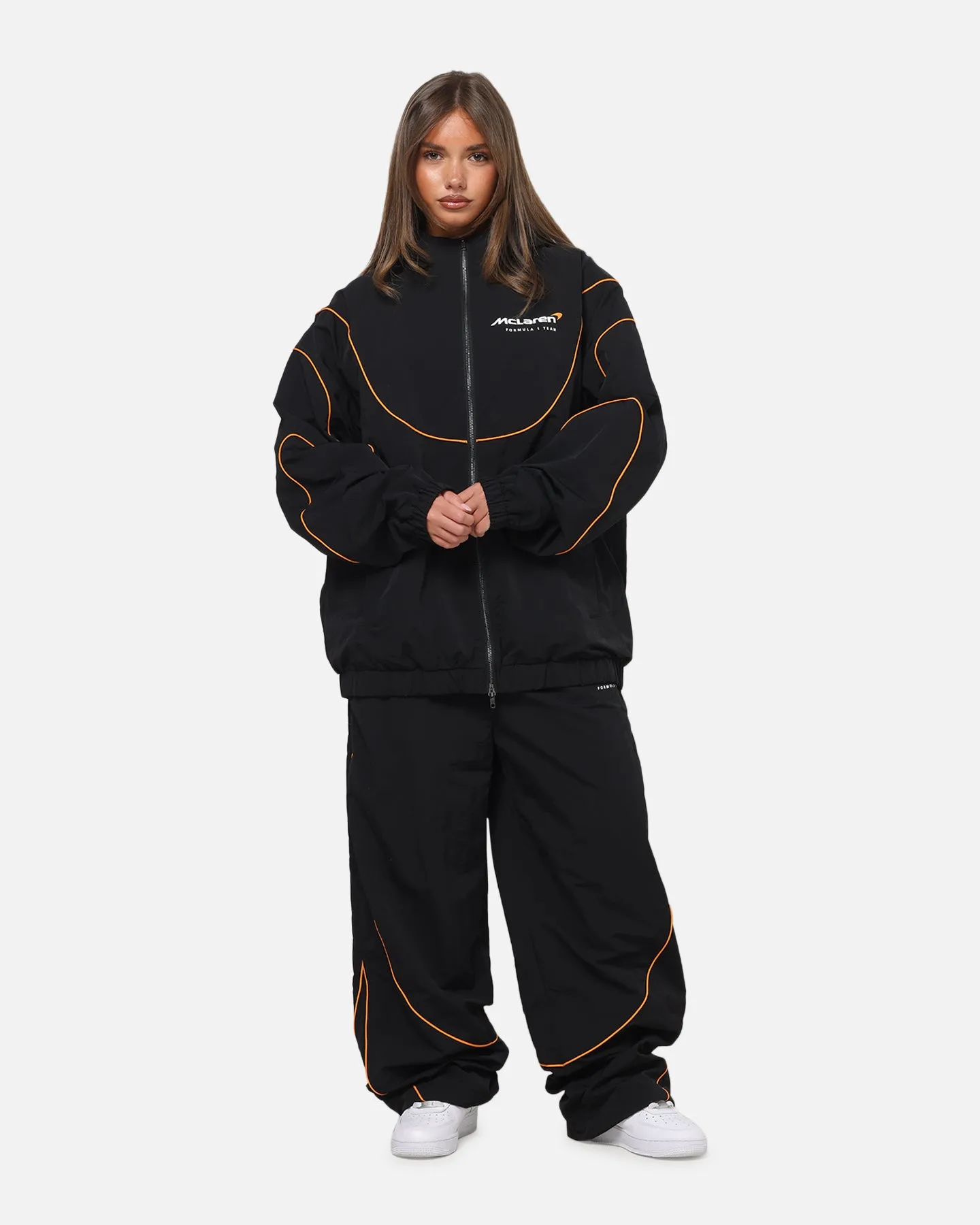 Mitchell & Ness X Mclaren Nylon Tracksuit Zip Hoodie Black/Papaya sold by Culture Kings product image thumbnail 3