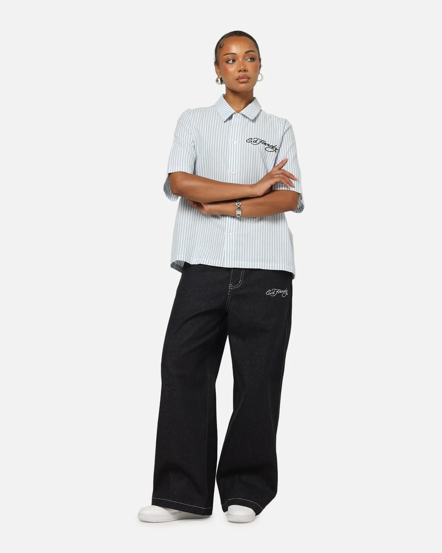 Ed Hardy Panther Button-Up Shirt Blue Pin Stripe sold by Culture Kings product image thumbnail 4