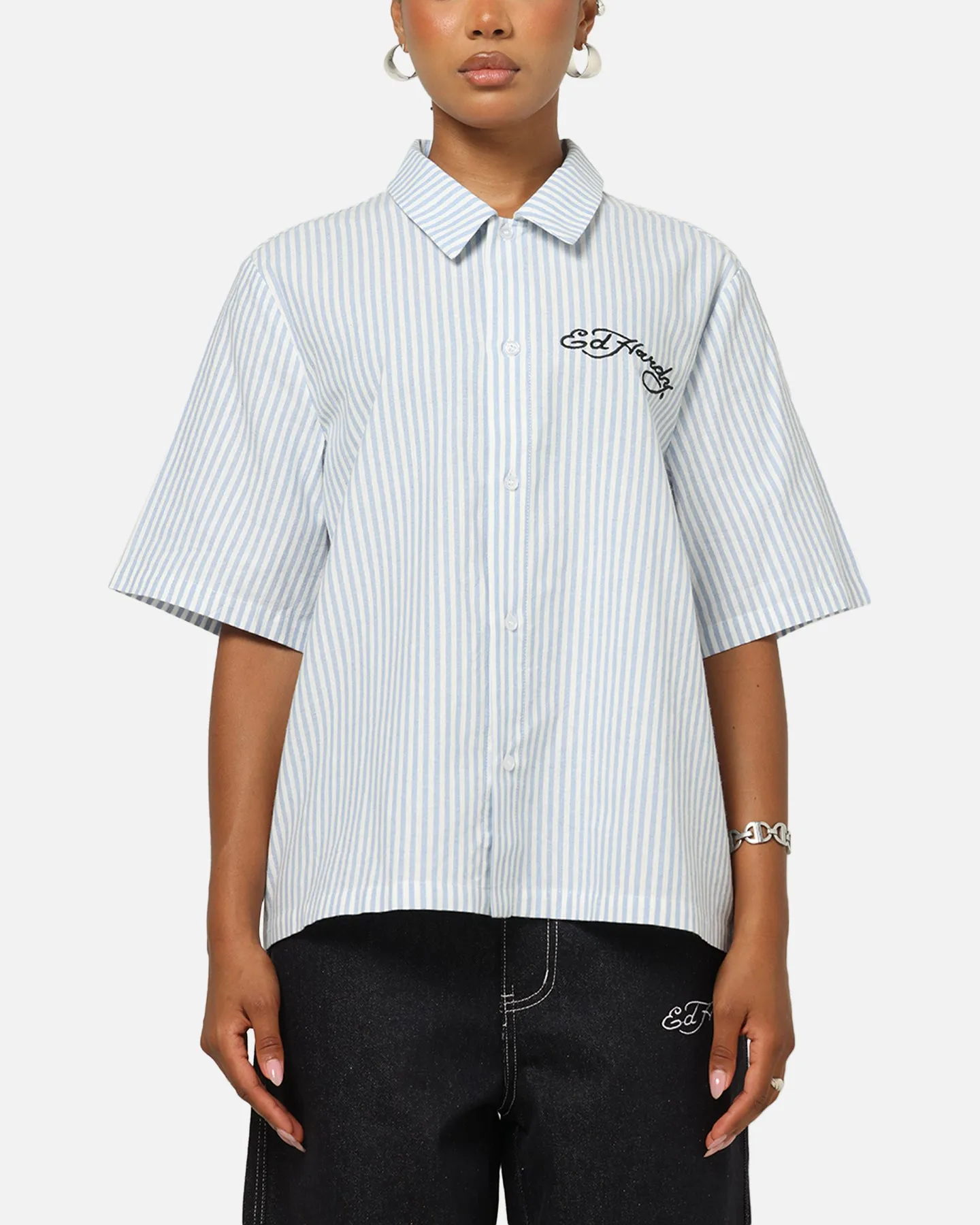 Ed Hardy Panther Button-Up Shirt Blue Pin Stripe sold by Culture Kings product image thumbnail 2