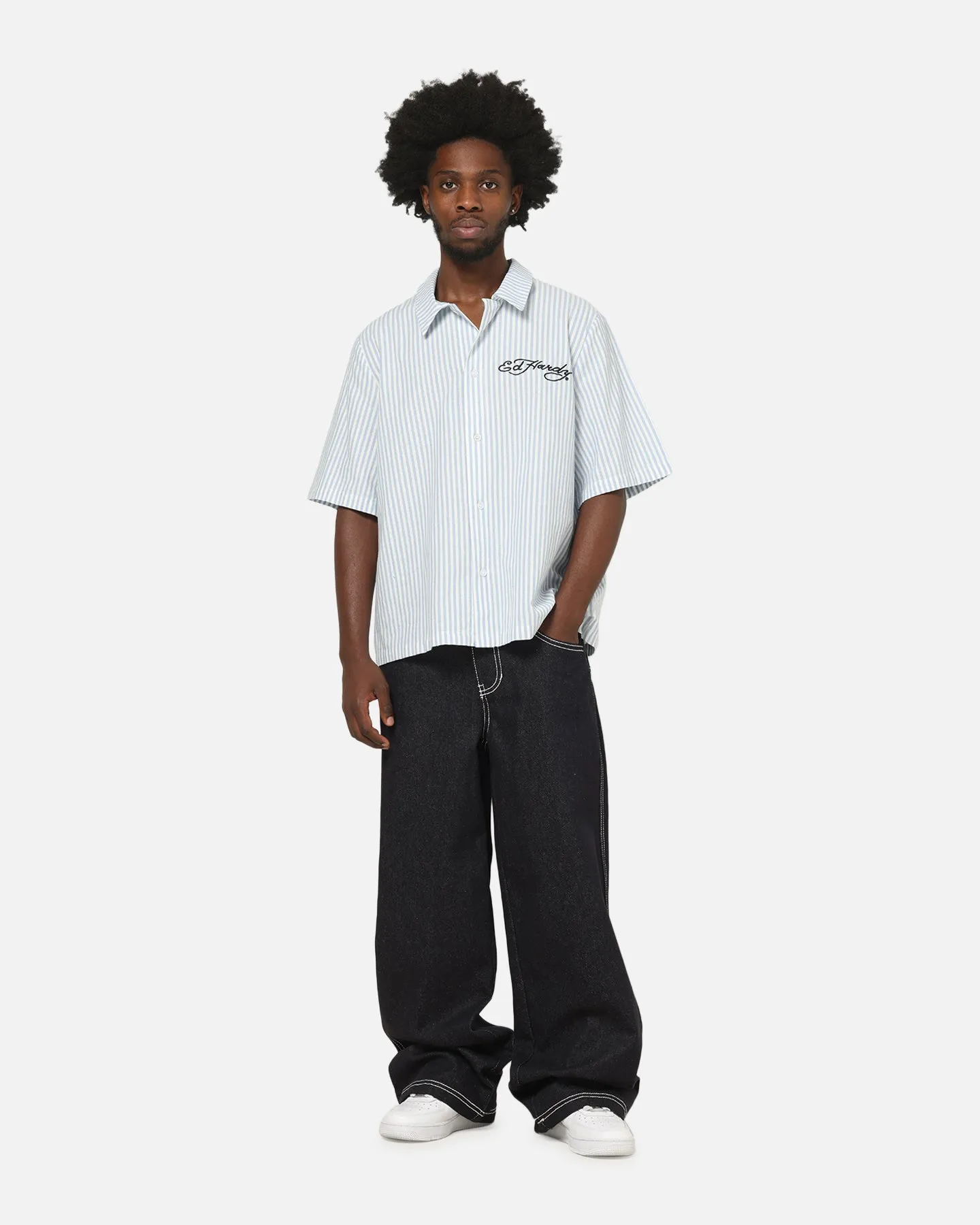 Ed Hardy Panther Button-Up Shirt Blue Pin Stripe sold by Culture Kings product image thumbnail 4