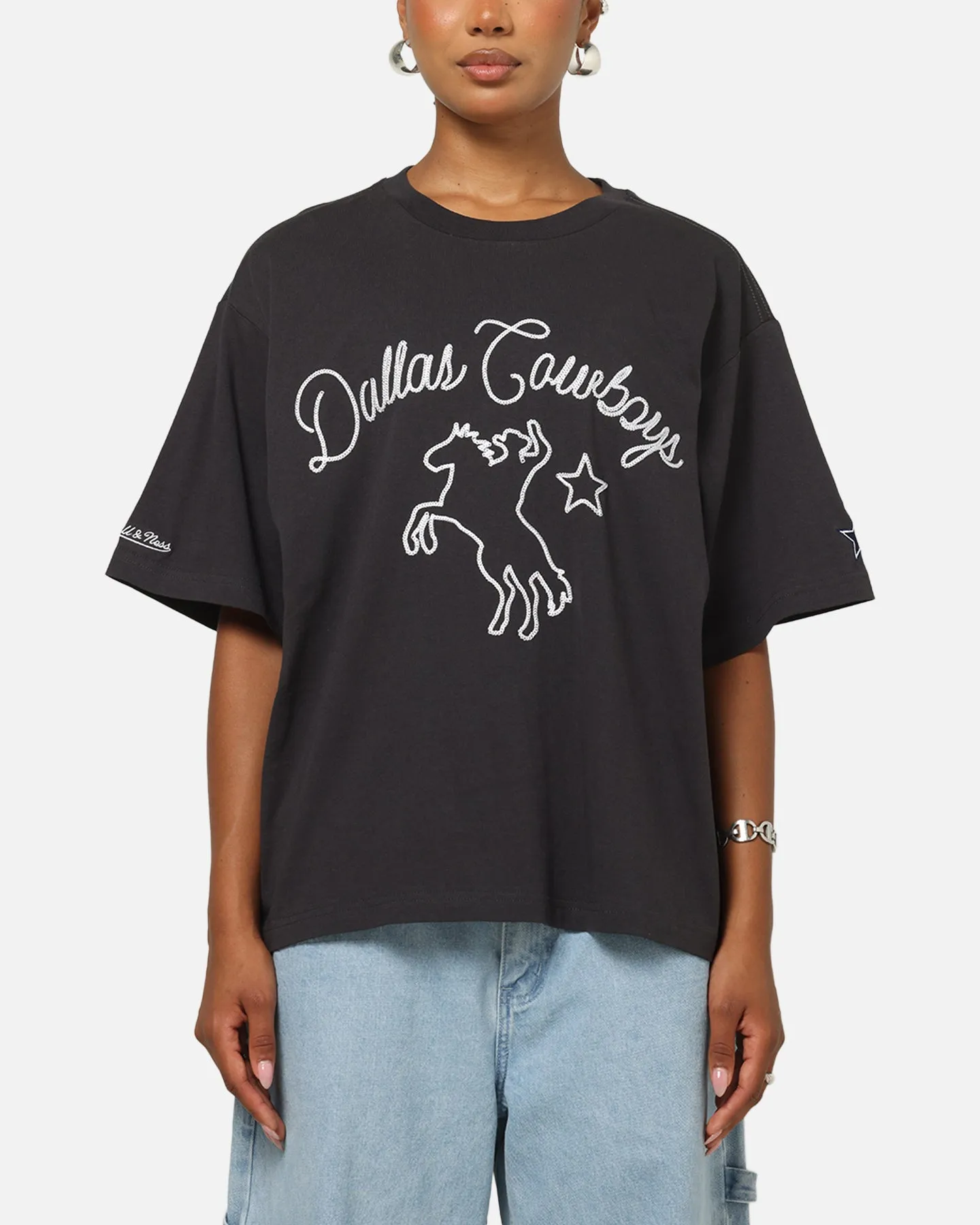 Mitchell & Ness Dallas Cowboys Chainstitch T-Shirt Washed Black sold by Culture Kings