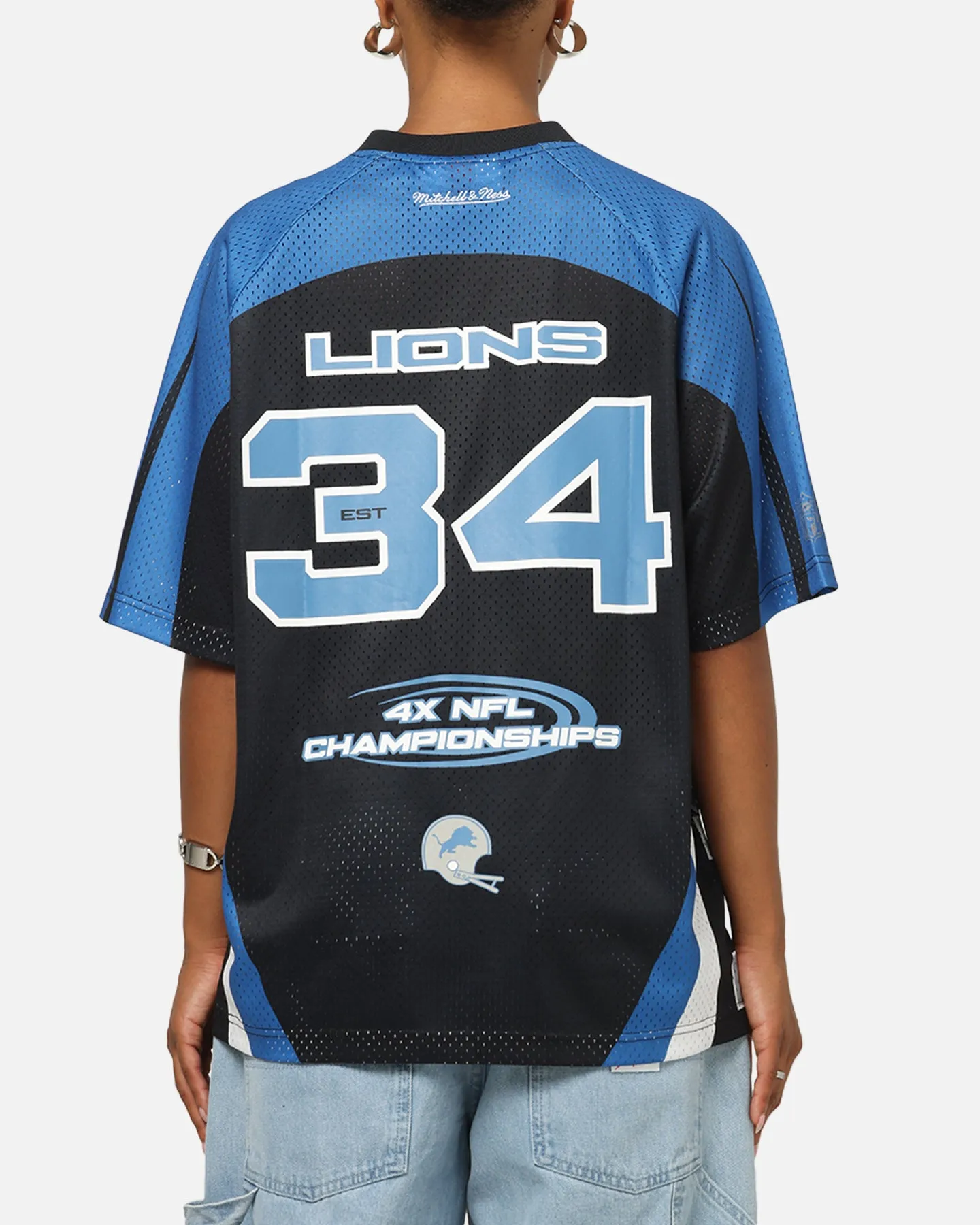 Mitchell & Ness Detroit Lions Warehouse Rave Jersey Black/Blue/White sold by Culture Kings