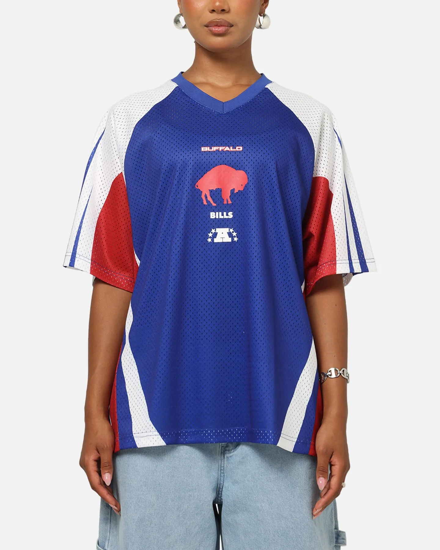Mitchell & Ness Buffalo Bills Warehouse Rave Jersey White/Blue/Red sold by Culture Kings
