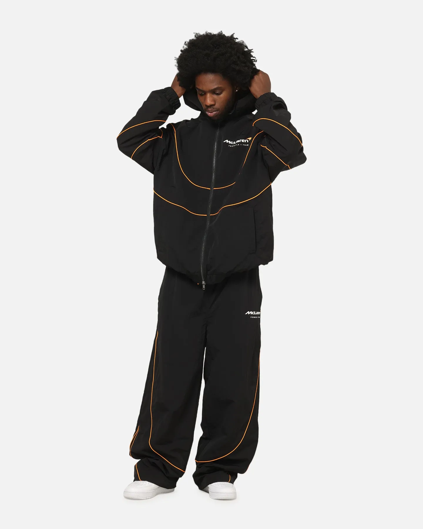 Mitchell & Ness X Mclaren Nylon Tracksuit Zip Hoodie Black/Papaya sold by Culture Kings product image thumbnail 3