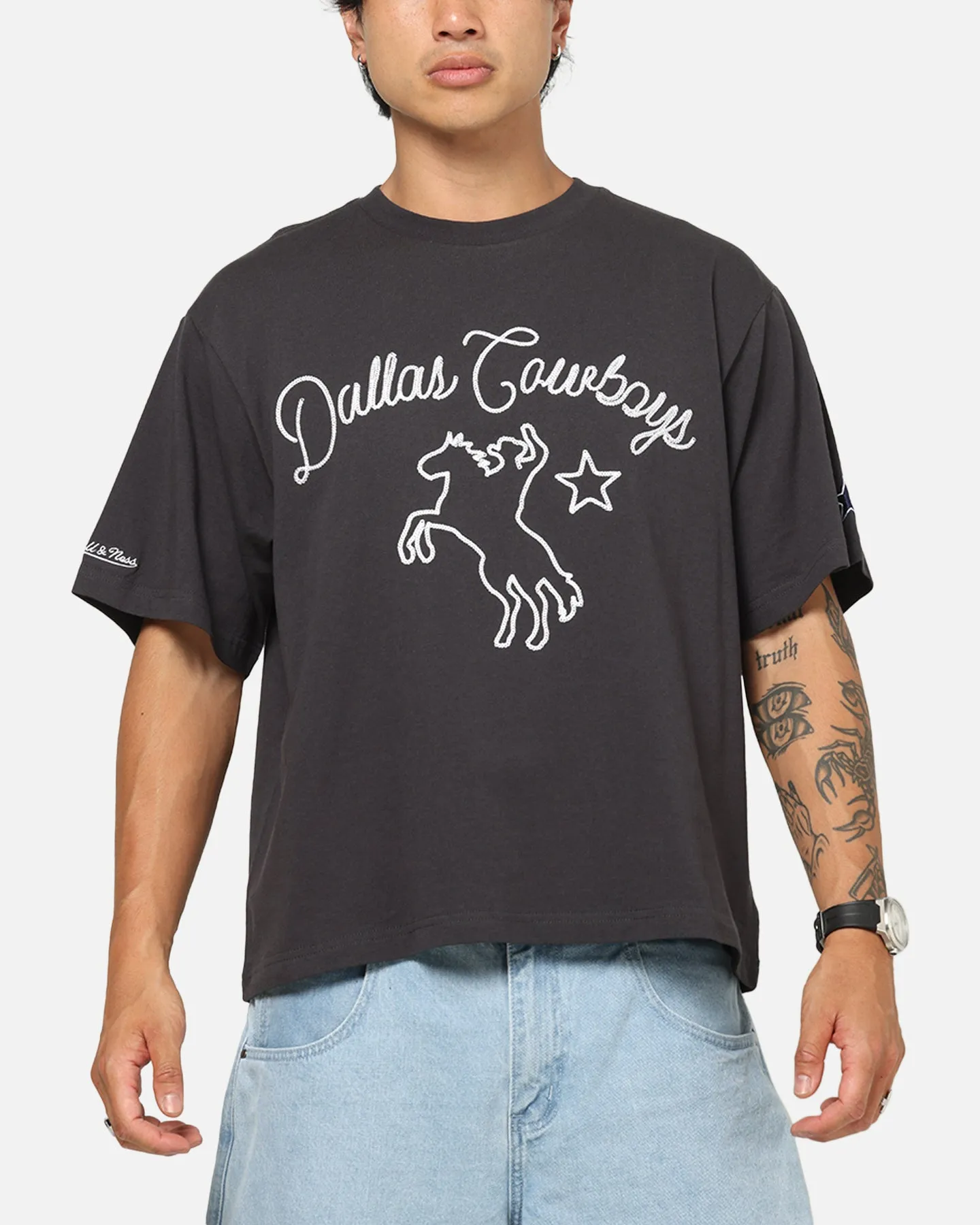 Mitchell & Ness Dallas Cowboys Chainstitch T-Shirt Washed Black sold by Culture Kings