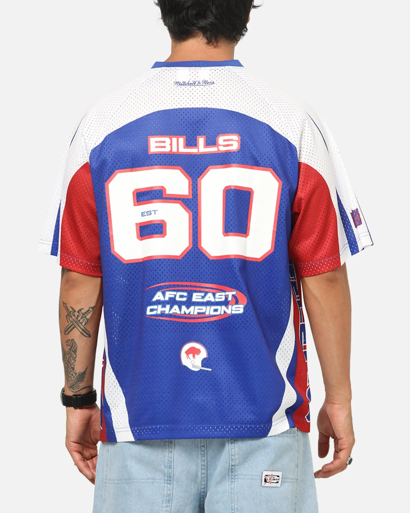 Mitchell & Ness Buffalo Bills Warehouse Rave Jersey White/Blue/Red sold by Culture Kings