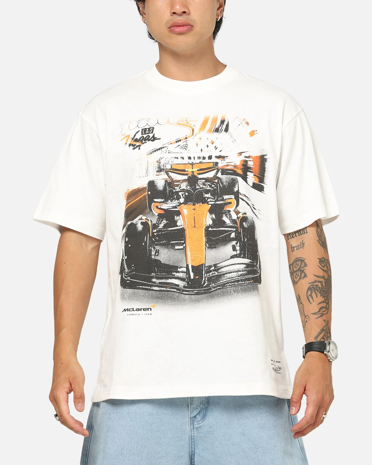 Mitchell & Ness X Mclaren Vegas 2025 T-Shirt Vintage White sold by Culture Kings