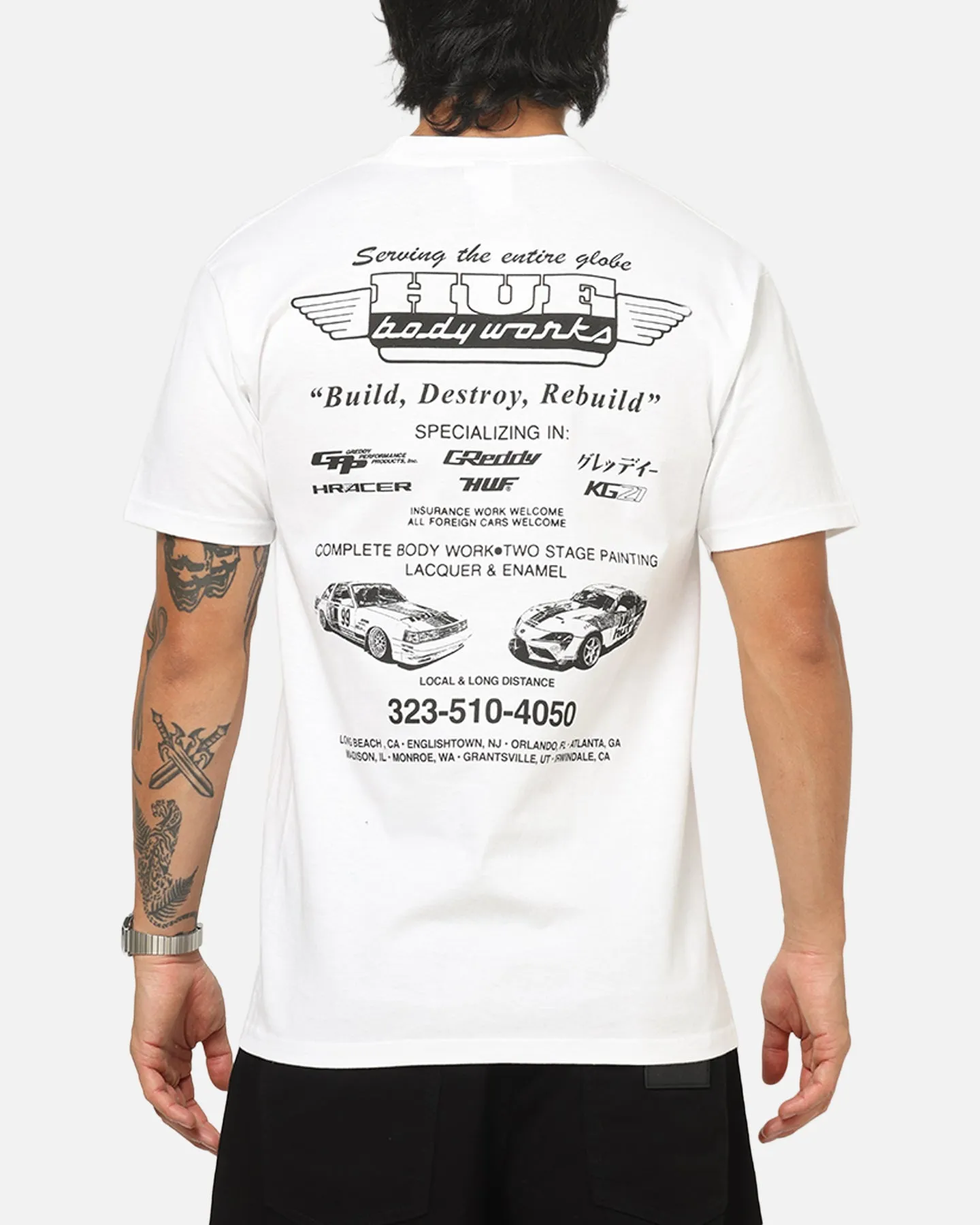 Huf X Greddy Body Works T-Shirt White sold by Culture Kings