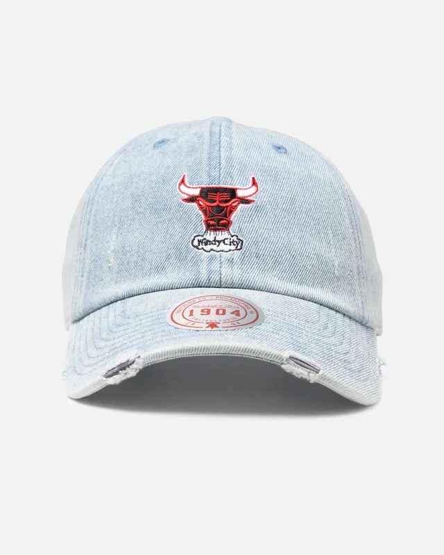 Mitchell & Ness Chicago Bulls 'Washed Denim' Dad Fit Strapback Denim sold by Culture Kings