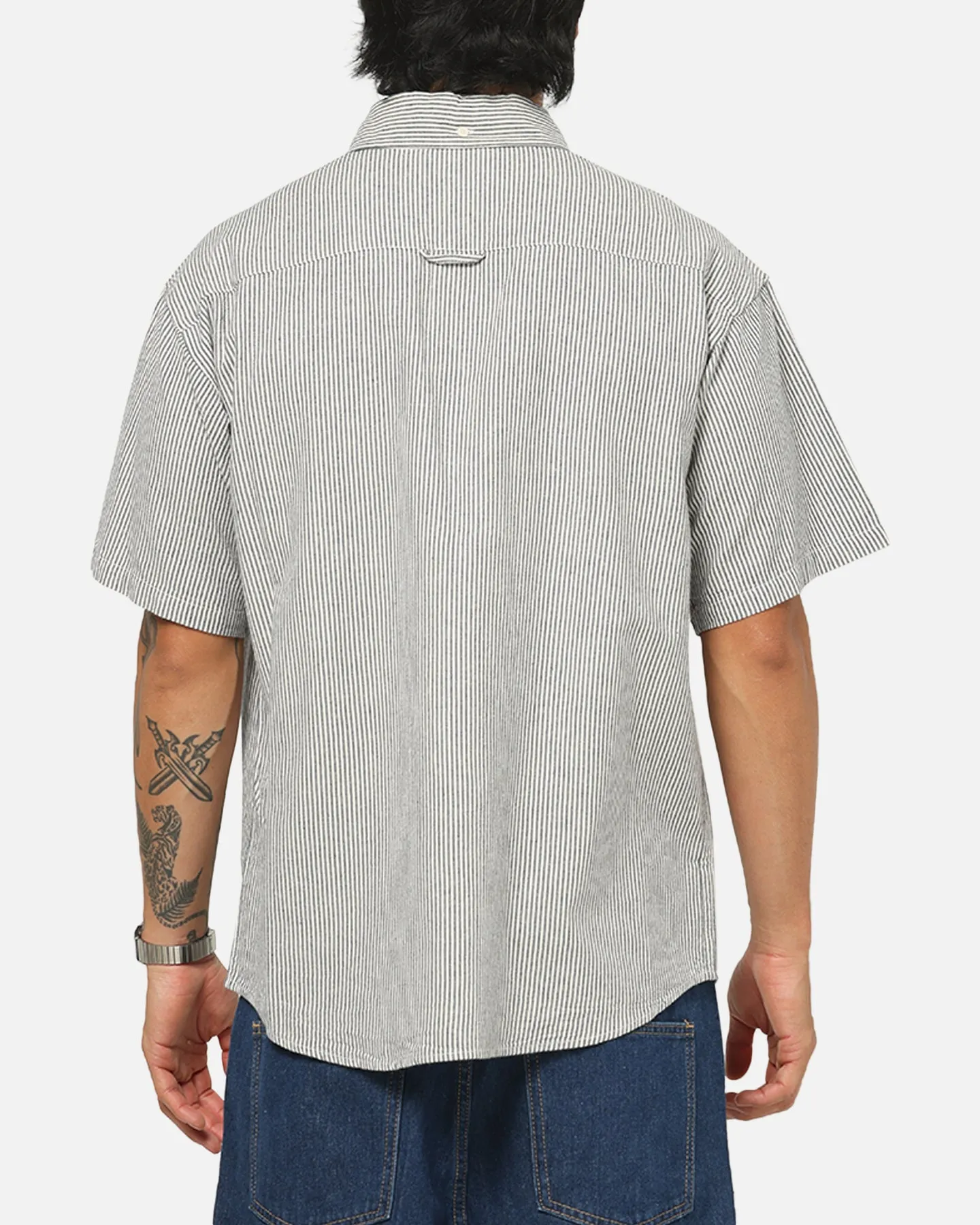 S Double Bay Stripe Classic Button Up Shirt Black/White Stripe sold by Culture Kings product image thumbnail 3
