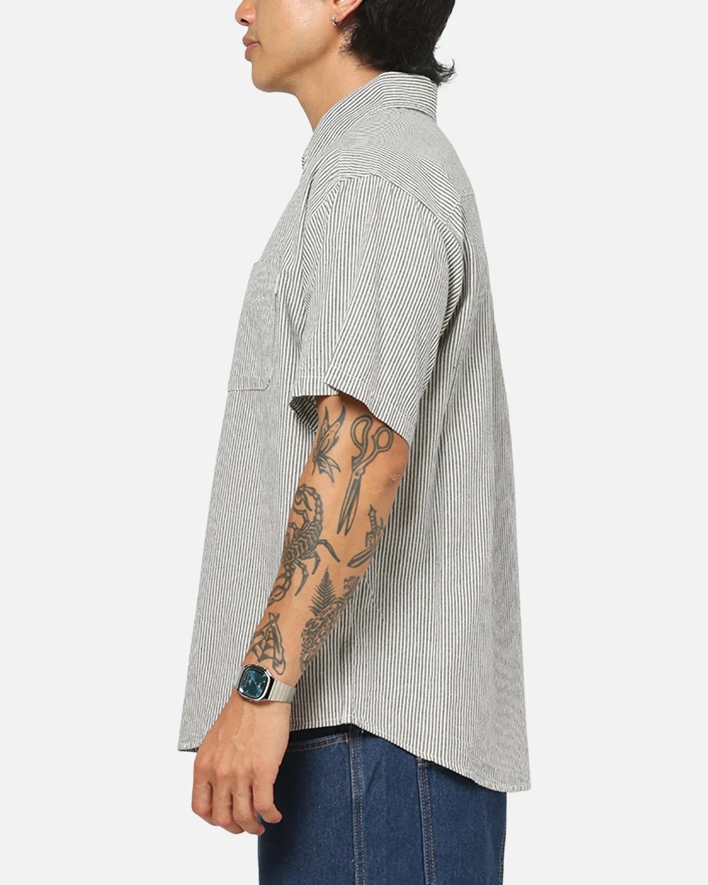S Double Bay Stripe Classic Button Up Shirt Black/White Stripe sold by Culture Kings product image thumbnail 5
