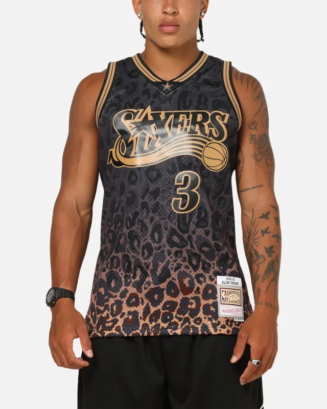 Mitchell & Ness Philadelphia 76ers Allen Iverson 'Leopard' Swing Jersey Black/Leopard sold by Culture Kings