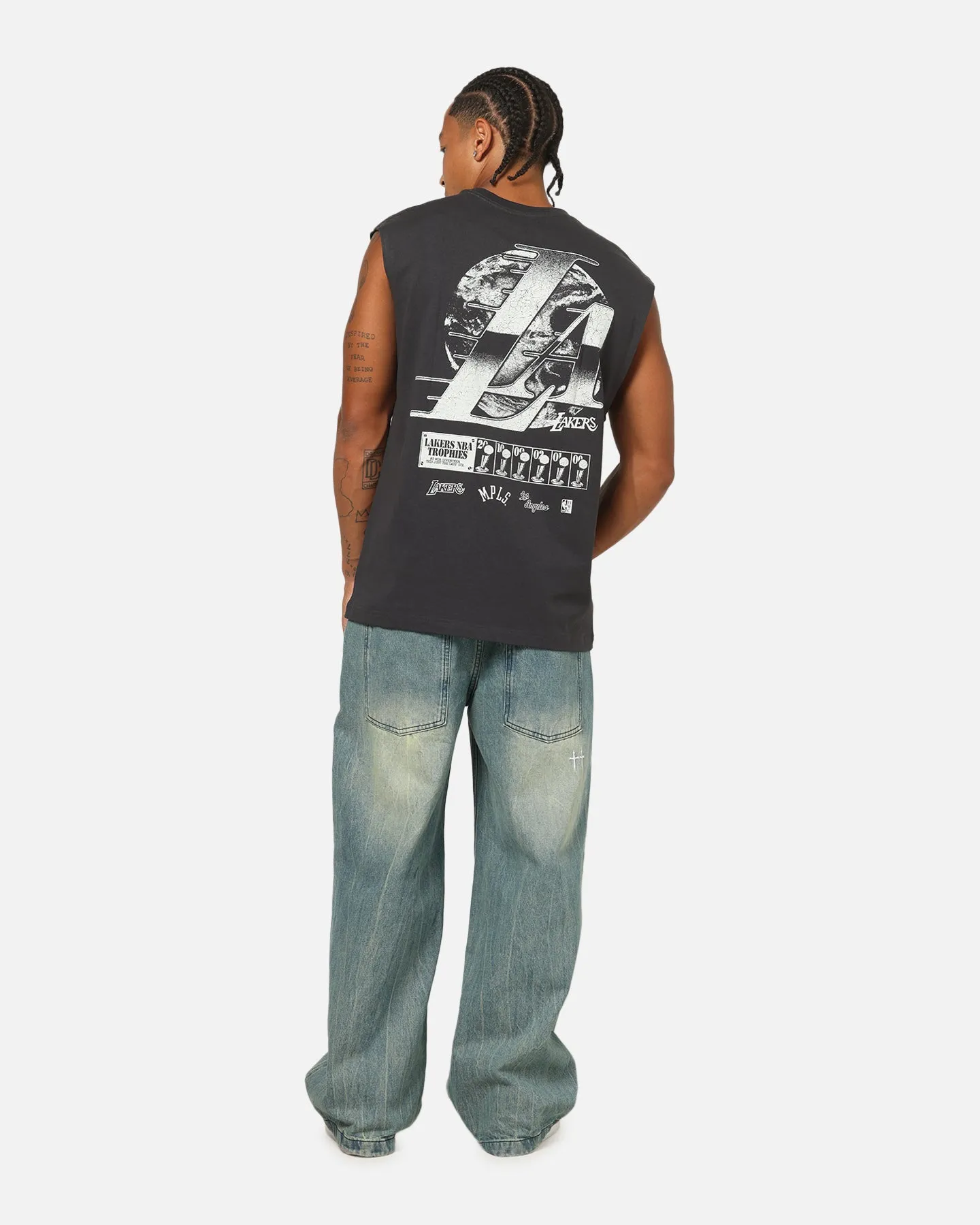 Mitchell & Ness Los Angeles Lakers LA Champ Chrome Muscle T-Shirt Washed Black sold by Culture Kings product image thumbnail 3