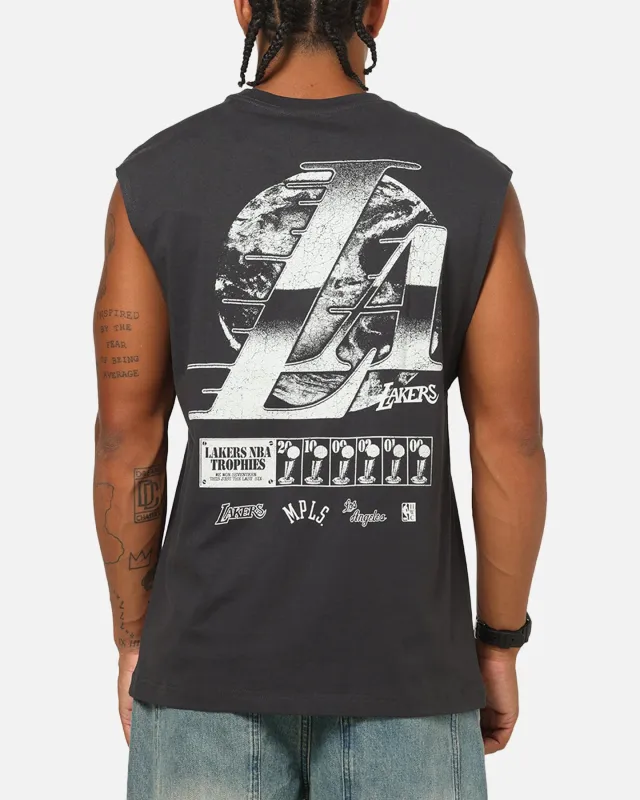 Mitchell & Ness Los Angeles Lakers LA Champ Chrome Muscle T-Shirt Washed Black made by Mitchell & Ness