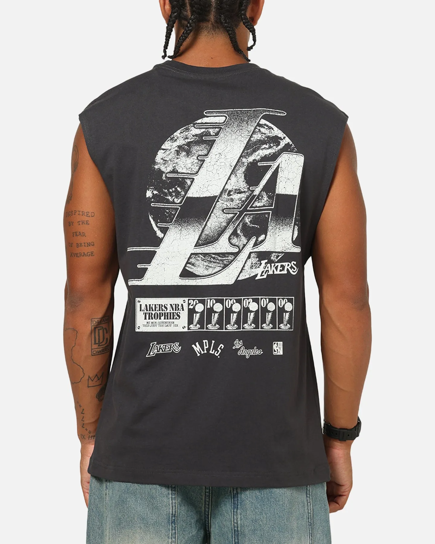 Mitchell & Ness Los Angeles Lakers LA Champ Chrome Muscle T-Shirt Washed Black sold by Culture Kings
