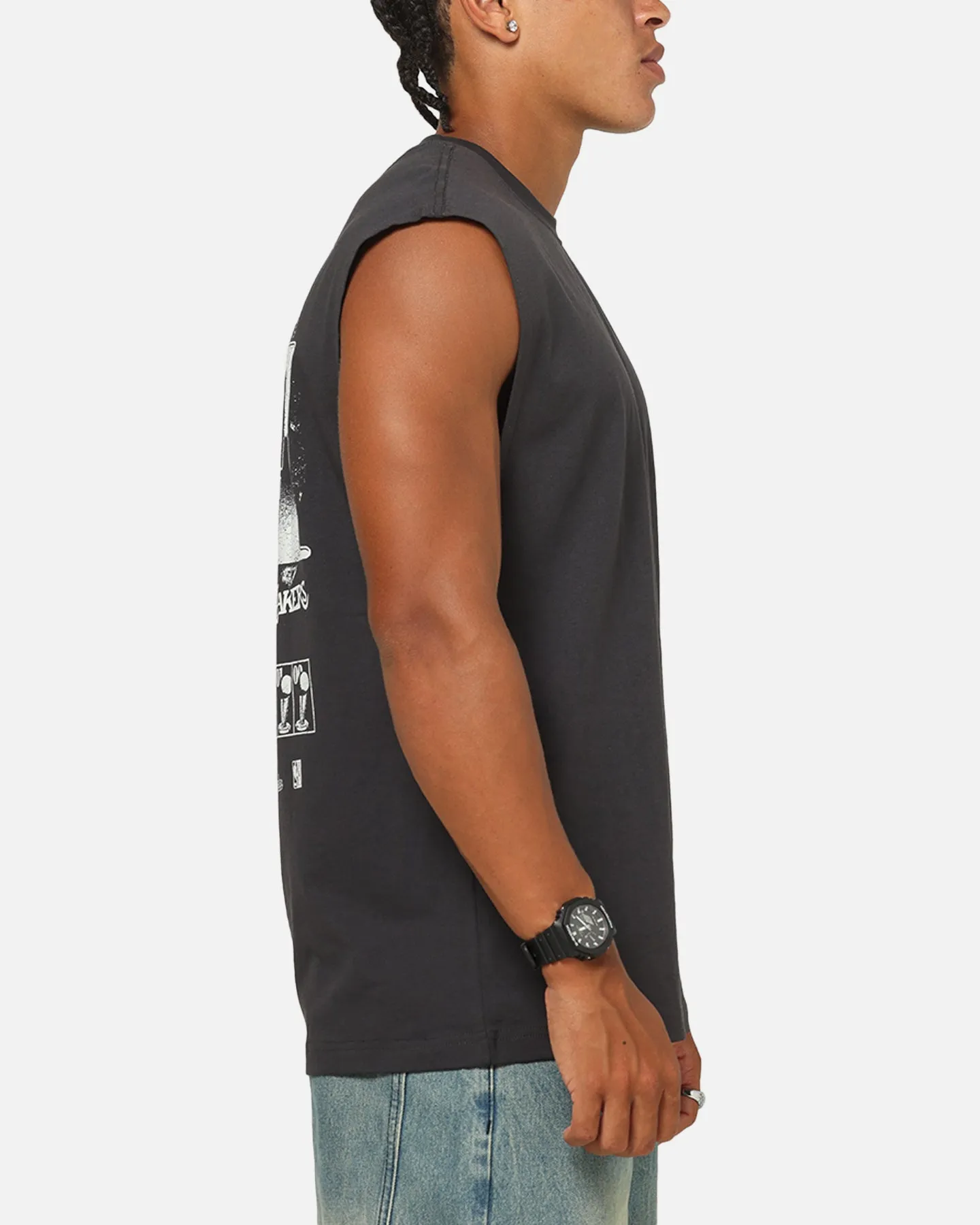 Mitchell & Ness Los Angeles Lakers LA Champ Chrome Muscle T-Shirt Washed Black sold by Culture Kings product image thumbnail 5