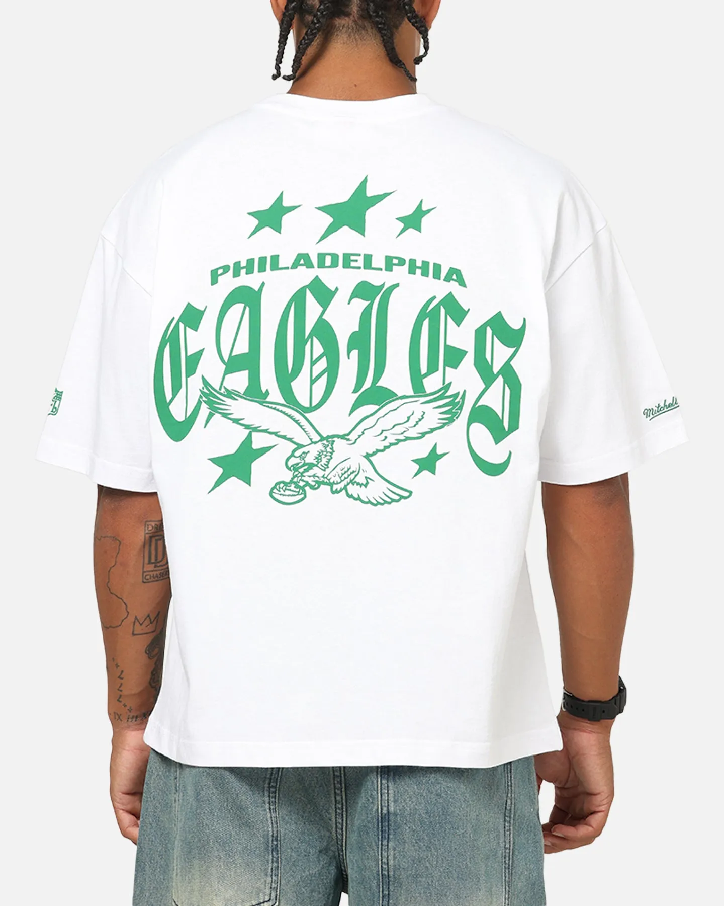 Mitchell & Ness Philadelphia Eagles Stars & Text Boxy T-Shirt White sold by Culture Kings