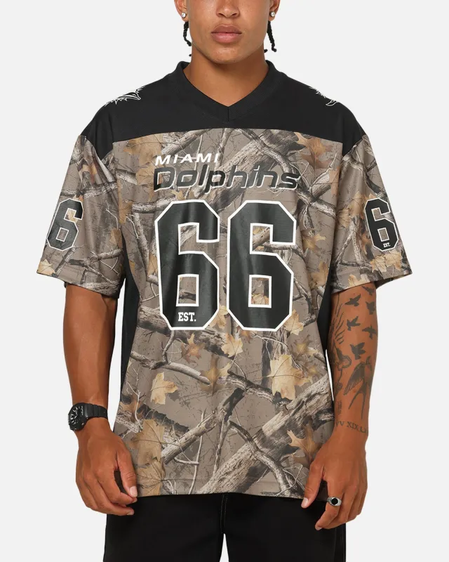 Majestic Athletic Miami Dolphins Mesh Oversized T-Shirt Khaki Forest Camo sold by Culture Kings
