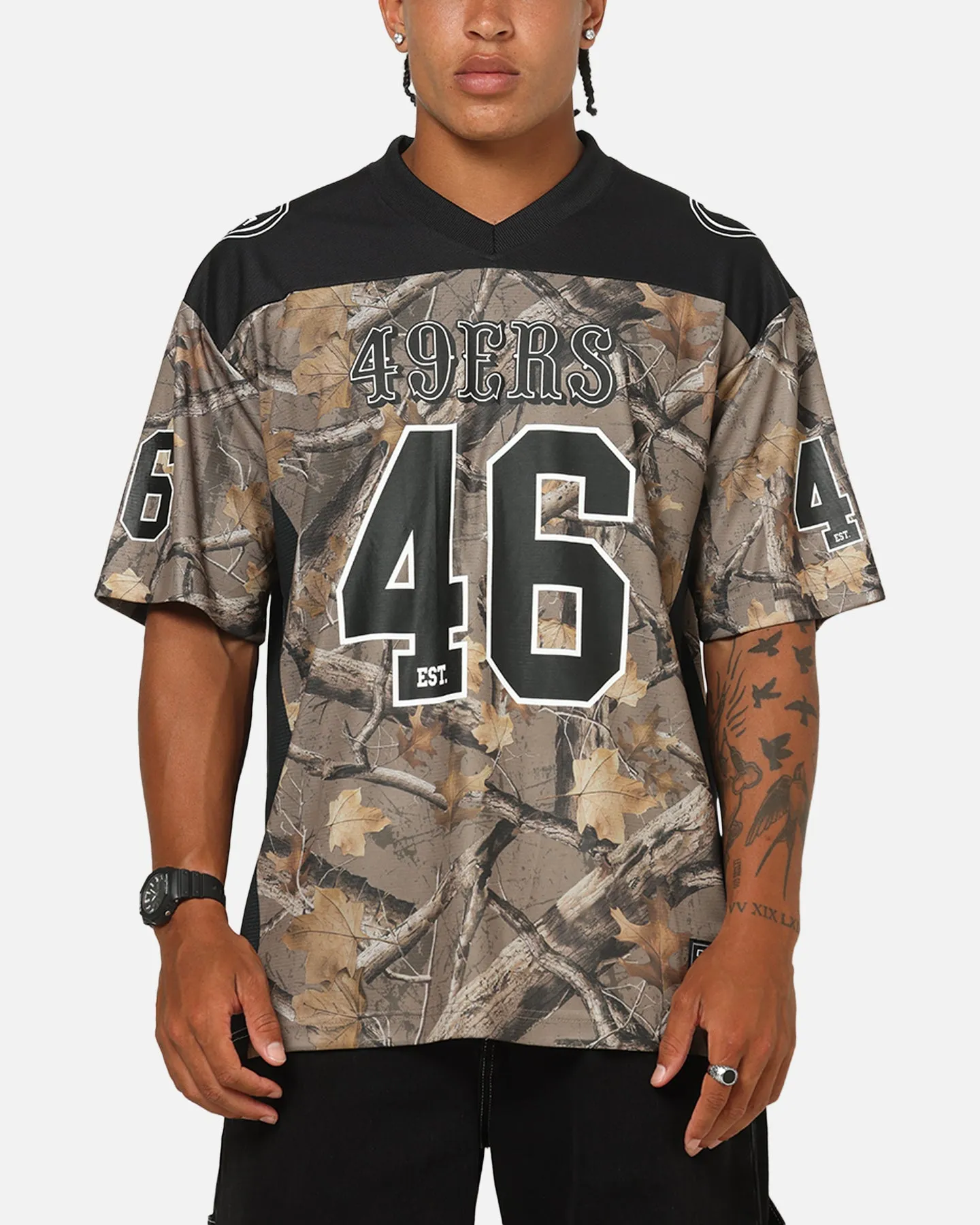 Majestic Athletic San Francisco 49ers Mesh Oversized T-Shirt Khaki Forest Camo sold by Culture Kings