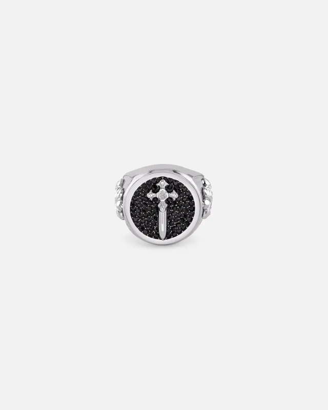 Guess Mainline Rebel Knight 18mm Dagger Crystal Ring Silver sold by Culture Kings