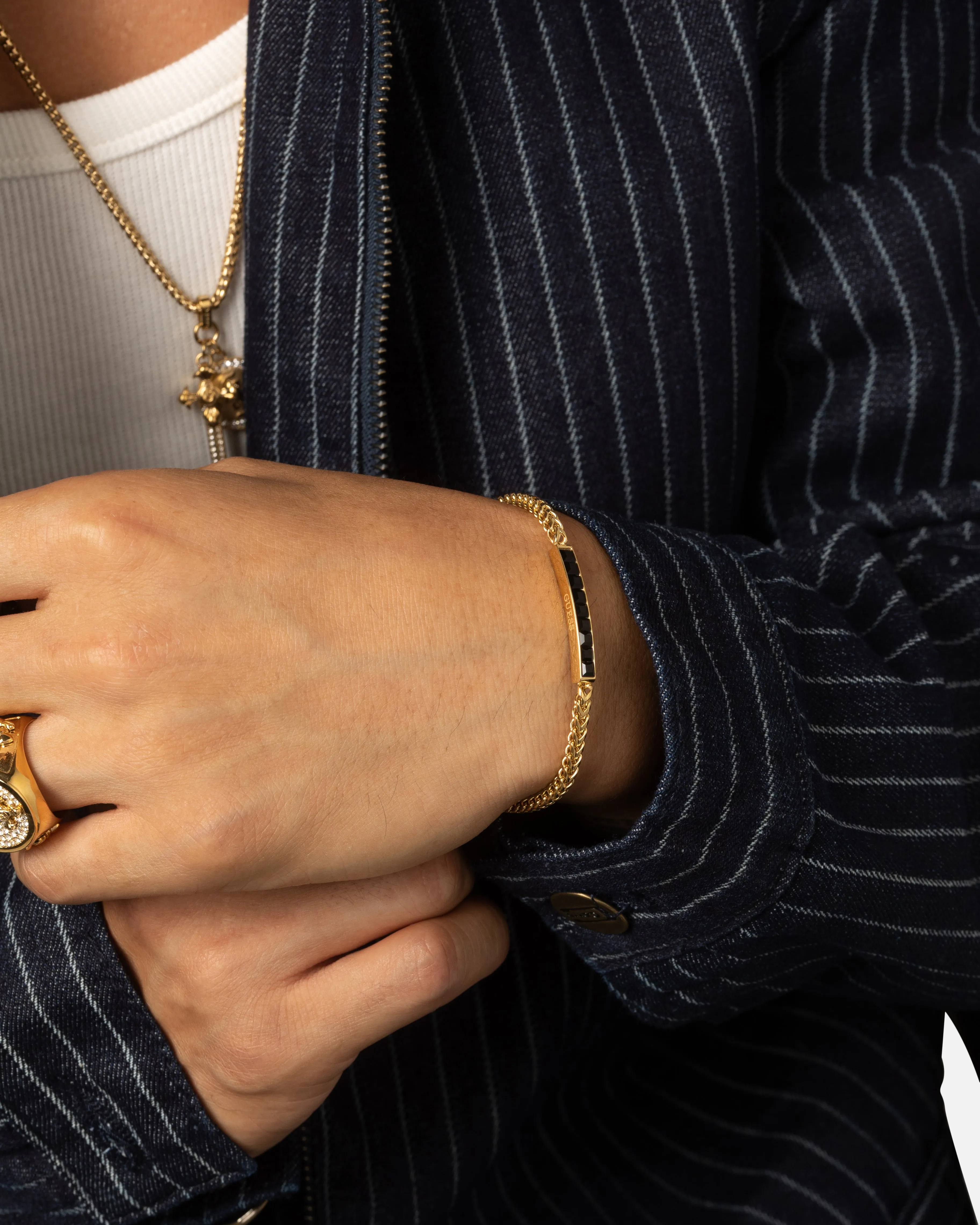 Guess Mainline Noir Crystals Plate Bracelet Gold sold by Culture Kings product image thumbnail 4