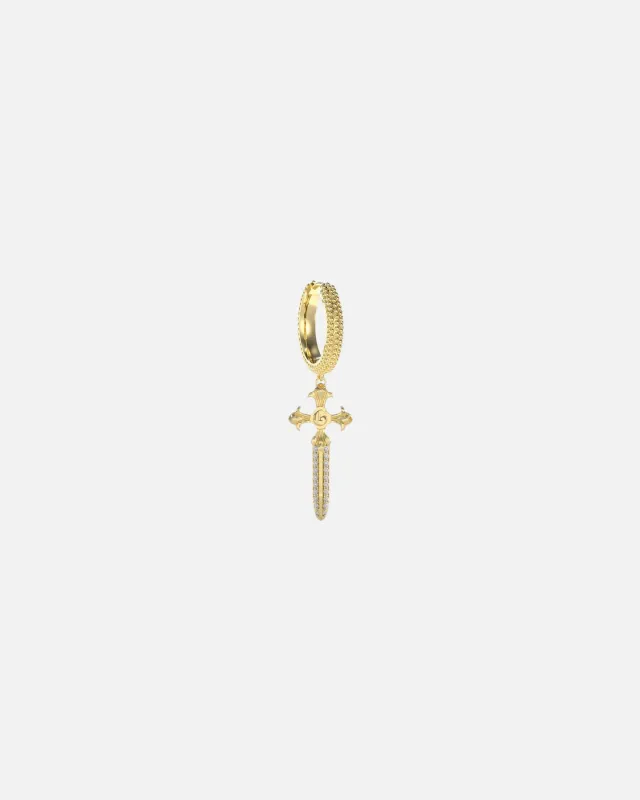 Guess Mainline Rebel Knight Dagger Crystal Earring Gold made by Culture Kings