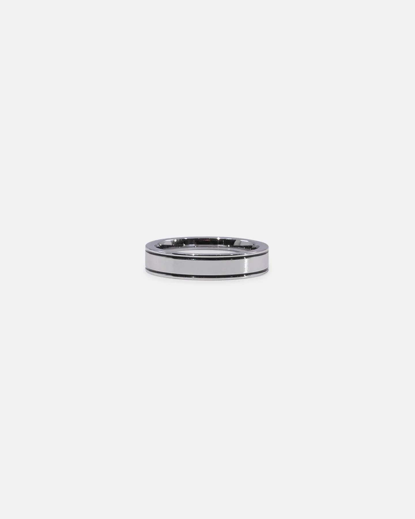 Saint Morta 5mm Black Etched Ring White Gold sold by Culture Kings