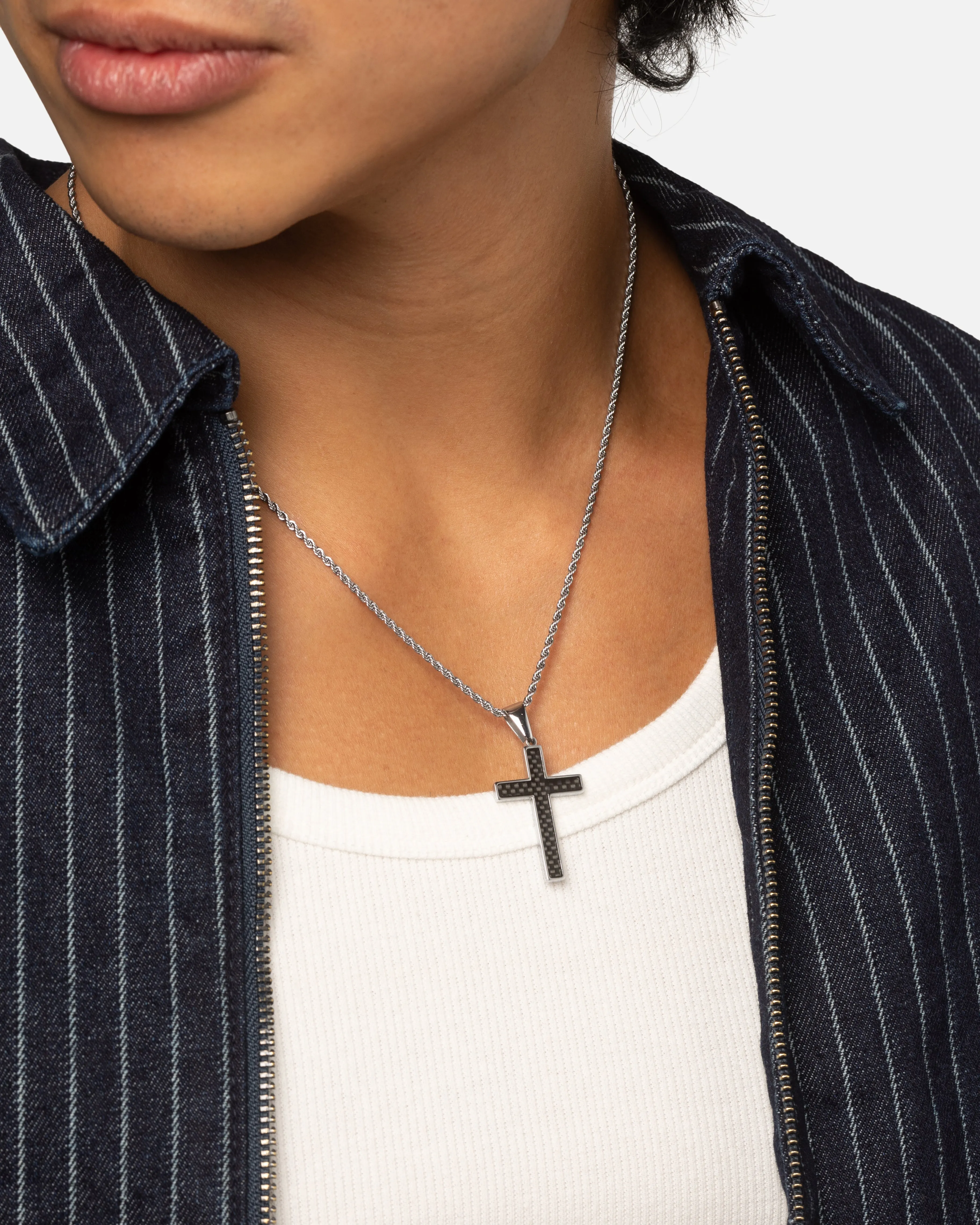 Saint Morta Carbon Cross Pendant Chain White Gold sold by Culture Kings product image thumbnail 2