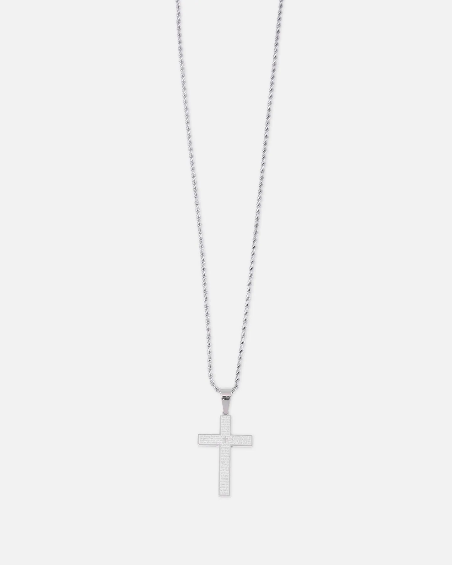 Saint Morta Textured Cross Pendant Chain White Gold sold by Culture Kings