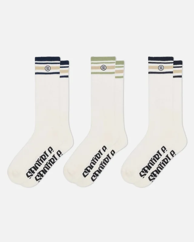 S Double Stripe S-Dot Crew Socks 3 Pack Multi sold by Culture Kings