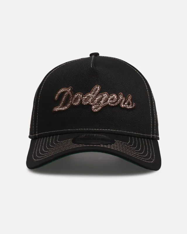 New Era Los Angeles Dodgers 'Rope Script' 9FORTY A-Frame Snapback Black/White sold by Culture Kings