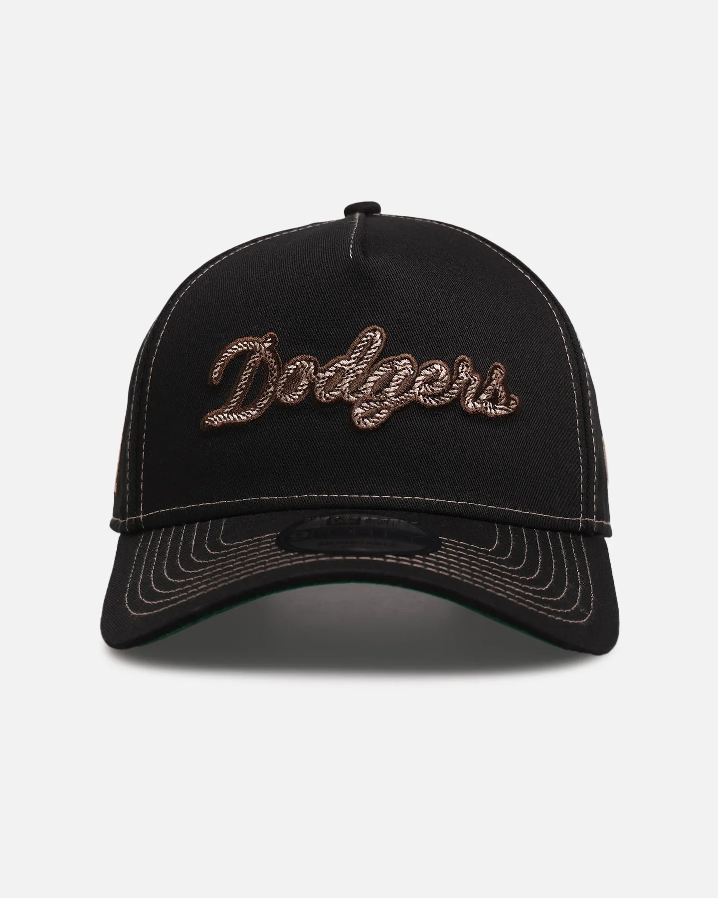 New Era Los Angeles Dodgers 'Rope Script' 9FORTY A-Frame Snapback Black/White sold by Culture Kings