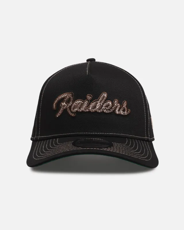 New Era Las Vegas Raiders 'Rope Script' 9FORTY A-Frame Snapback Black/White sold by Culture Kings