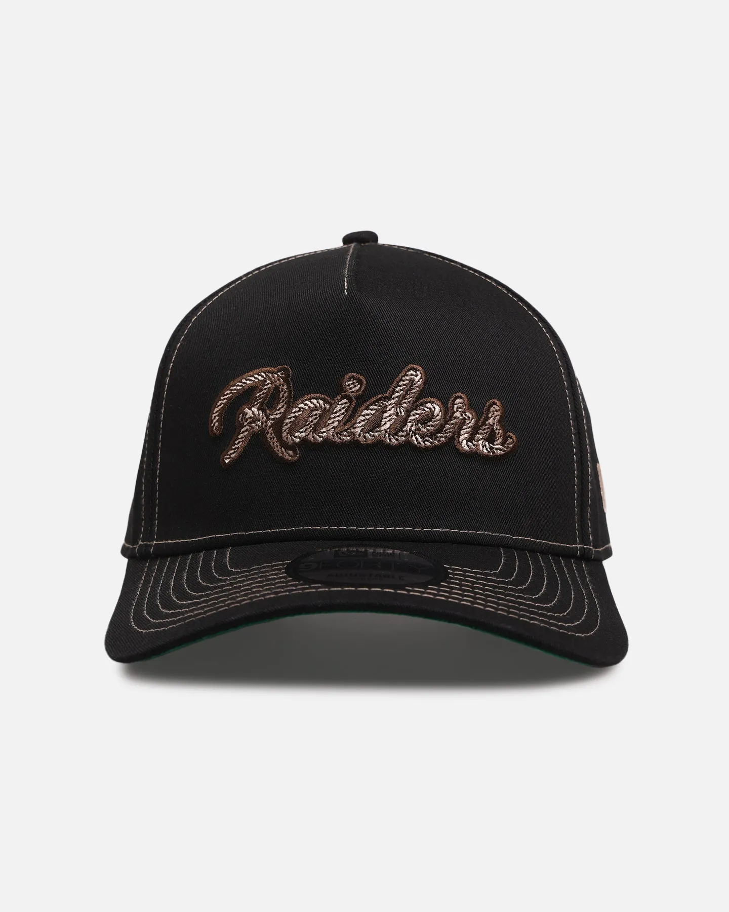 New Era Las Vegas Raiders 'Rope Script' 9FORTY A-Frame Snapback Black/White sold by Culture Kings