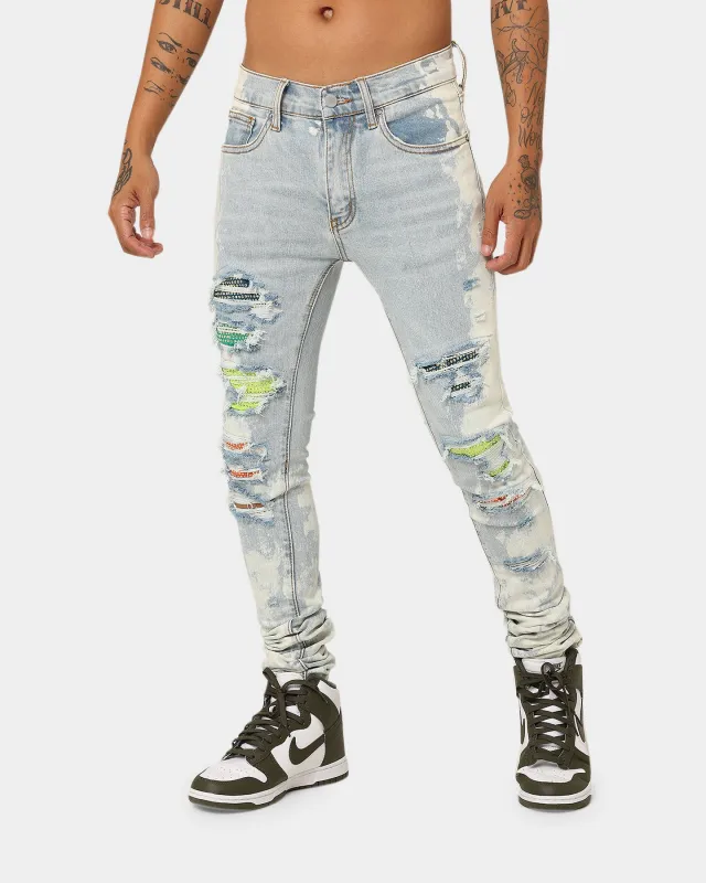 MNML X409 Stretch Rhinestone Denim Jeans Blue sold by Culture Kings