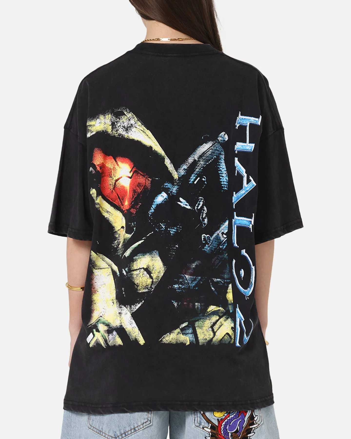 73Studio X Halo Halo 2 Masterchief Vintage T-Shirt Black Acidwash sold by Culture Kings