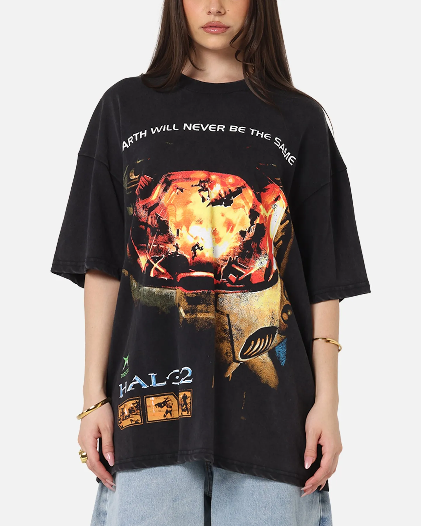 73Studio X Halo Halo 2 Masterchief Vintage T-Shirt Black Acidwash sold by Culture Kings product image thumbnail 2