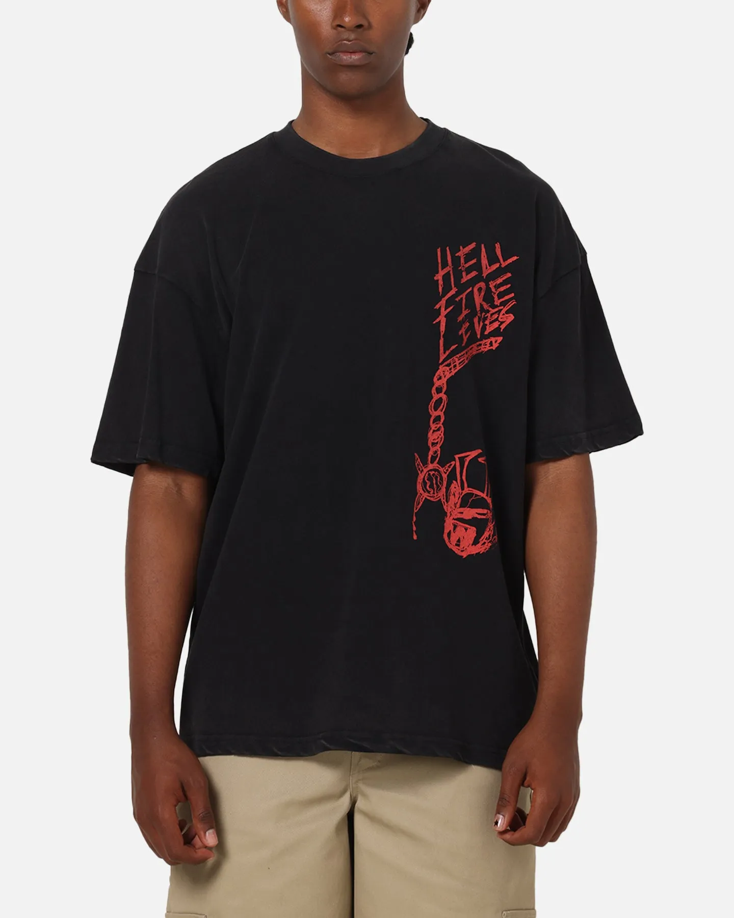 73Studio X Stranger Things Hellfire Lives T-Shirt Black Acidwash sold by Culture Kings product image thumbnail 2