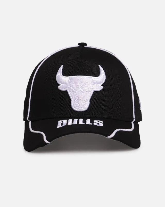 New Era Chicago Bulls 'Piping' 9FORTY A-Frame Snapback Black/White sold by Culture Kings
